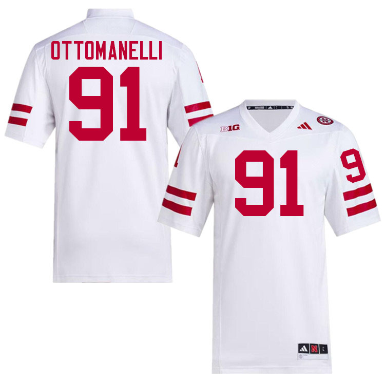 Men #91 Nico Ottomanelli Nebraska Cornhuskers College Football Jerseys Stitched Sale-White